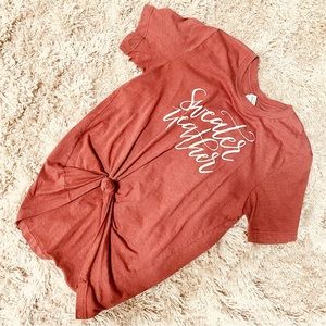 Sweater Weather spellout graphic Tee burnt orange medium